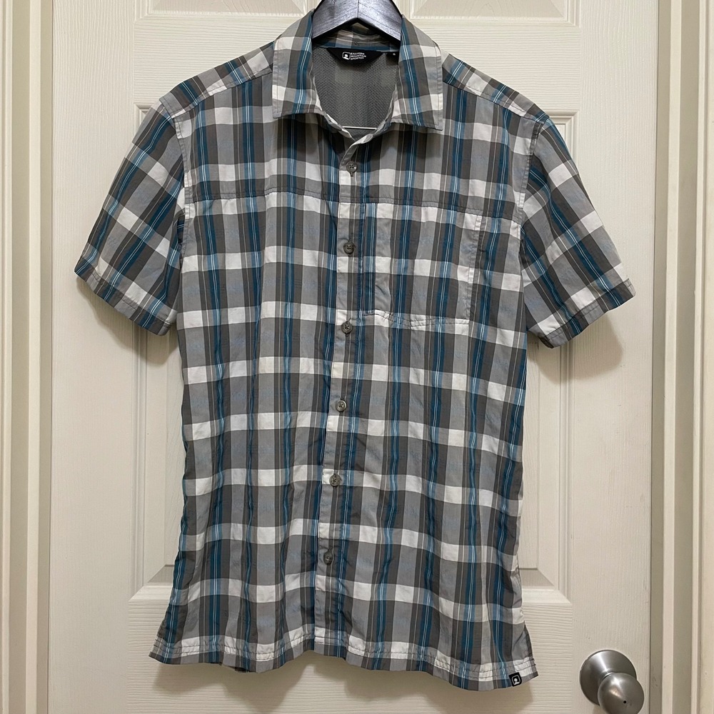 EMS Eastern Mountain Sports Plaid‎ Button Up Sm Short Sleeve Lightweight Outdoor